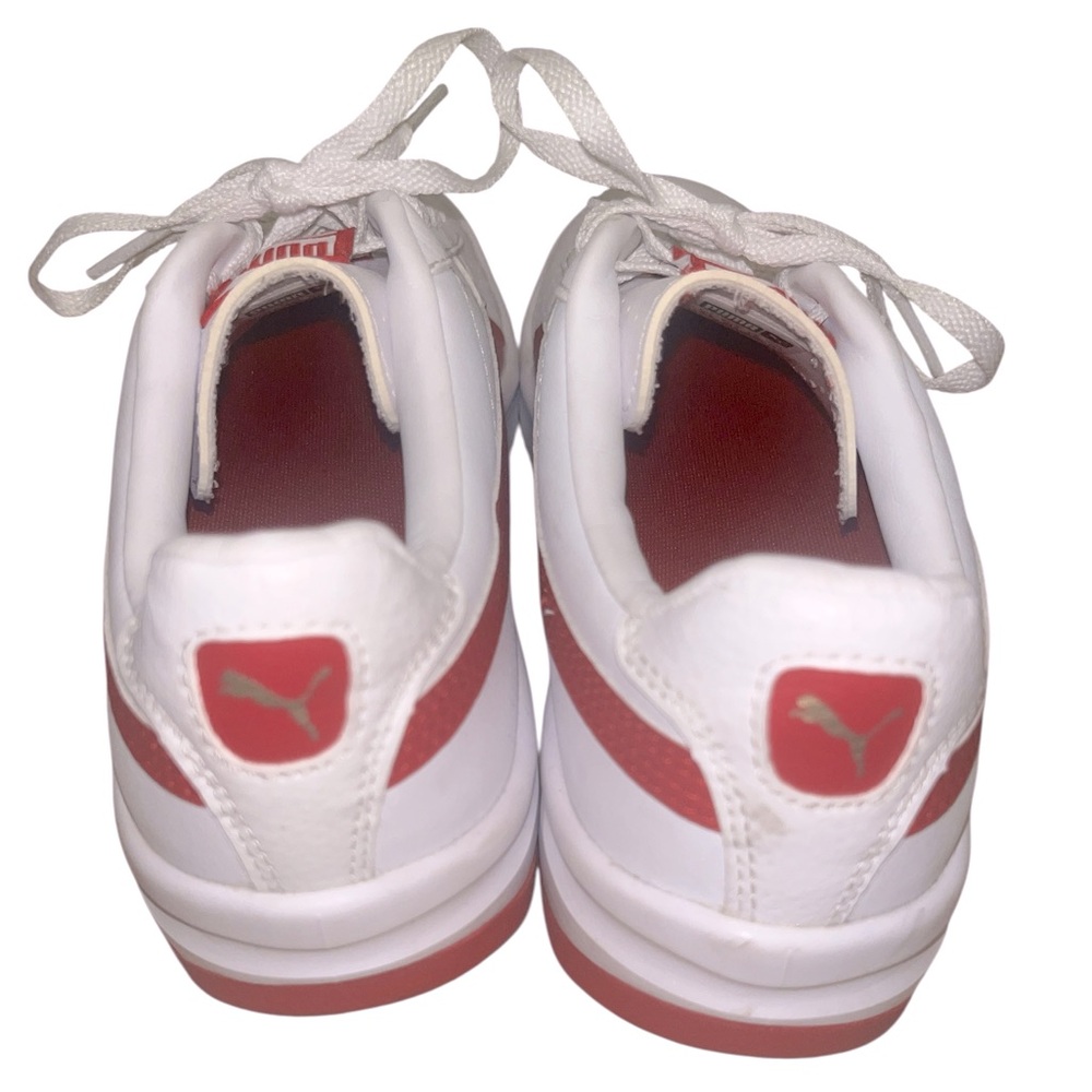Puma Girls Retro Sneakers In White and Red - Picture 6 of 9